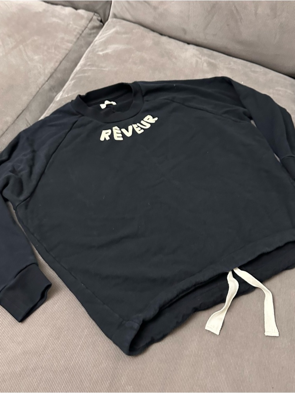Mile(s) by Madewell Cotton Reveur Graphic Drawstring Sweatshirt Black Size Small - Picture 2 of 9